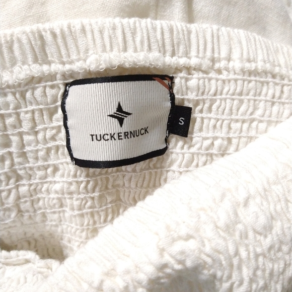 Tuckernuck Smocked Dress 100% Linen Puff Sleeves White Small S, Large L NWOT New - Picture 11 of 14